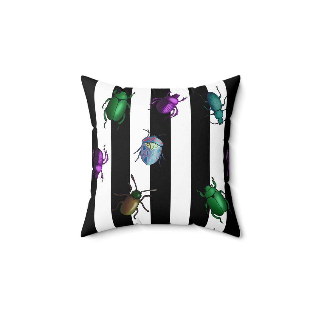 Beetle Stripe Delight Spun Polyester Square Pillow