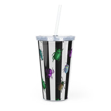 Load image into Gallery viewer, Beetle Stripe Delight Plastic Tumbler with Straw
