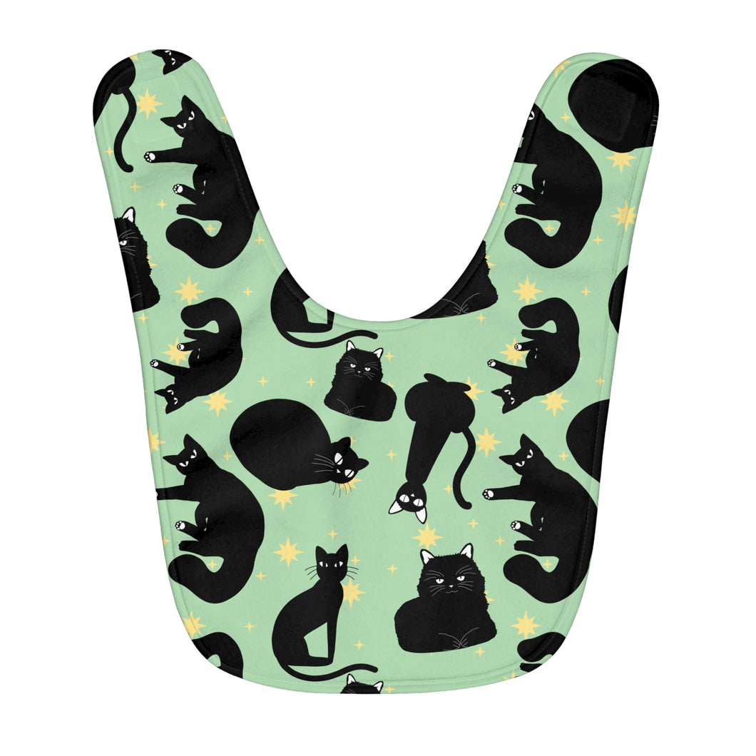 Black Cat Fleece Baby Bib