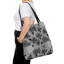 Load image into Gallery viewer, Gray Flowers Tote Bag
