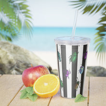 Load image into Gallery viewer, Beetle Stripe Delight Plastic Tumbler with Straw
