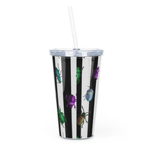 Load image into Gallery viewer, Beetle Stripe Delight Plastic Tumbler with Straw
