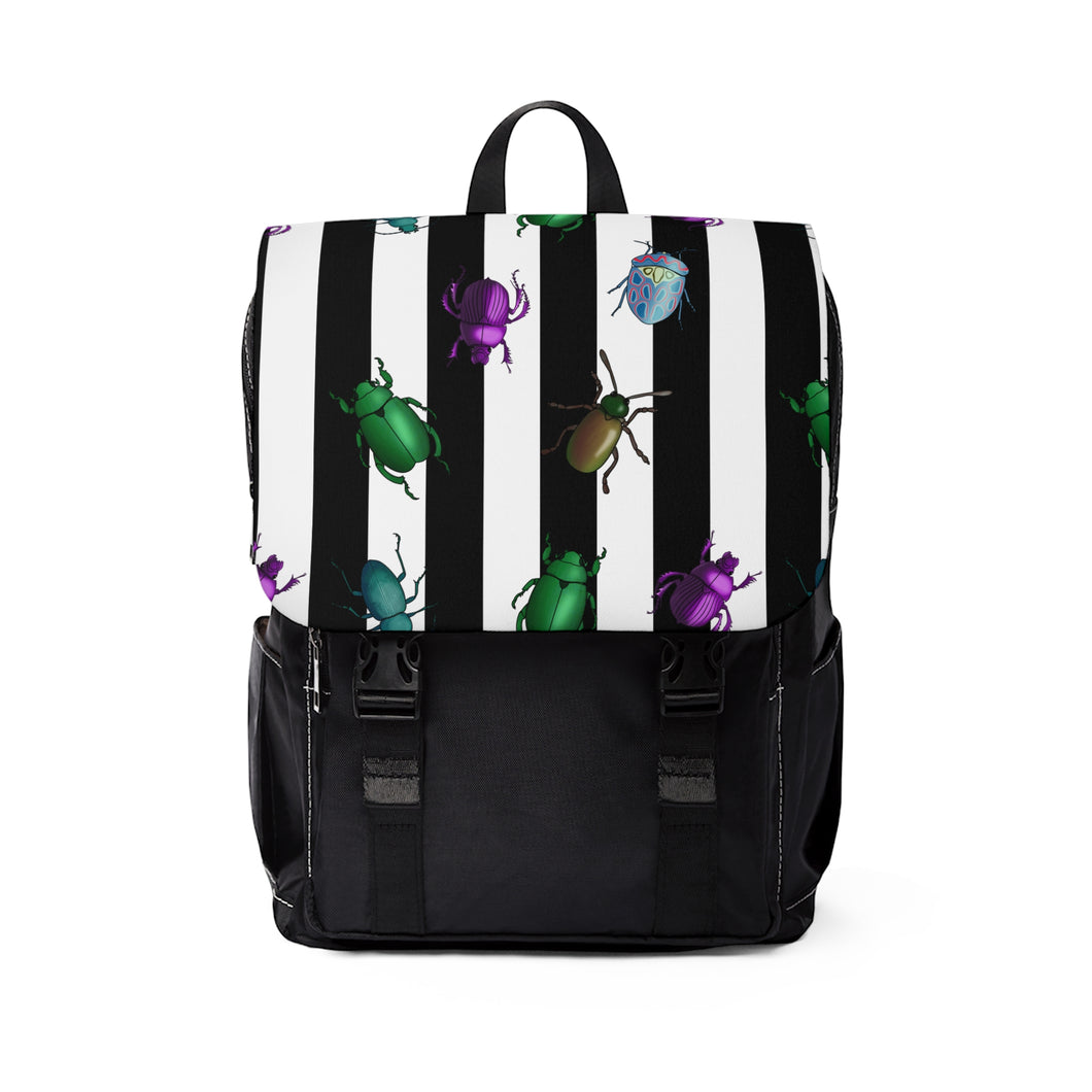 Beetle Stripe Delight Unisex Casual Shoulder Backpack