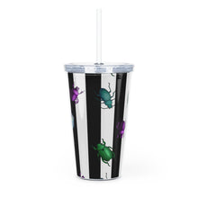 Load image into Gallery viewer, Beetle Stripe Delight Plastic Tumbler with Straw
