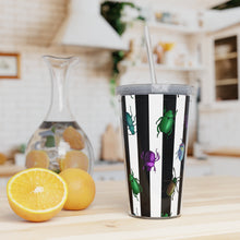 Load image into Gallery viewer, Beetle Stripe Delight Plastic Tumbler with Straw
