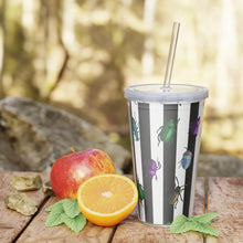 Load image into Gallery viewer, Beetle Stripe Delight Plastic Tumbler with Straw
