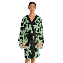 Load image into Gallery viewer, Cat Pattern Long Sleeve Kimono Robe
