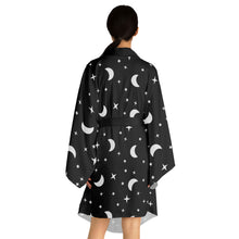 Load image into Gallery viewer, Black Moon and Stars Pattern Long Sleeve Kimono Robe
