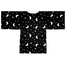 Load image into Gallery viewer, Black Moon and Stars Pattern Long Sleeve Kimono Robe
