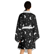 Load image into Gallery viewer, Black Moon and Stars Pattern Long Sleeve Kimono Robe
