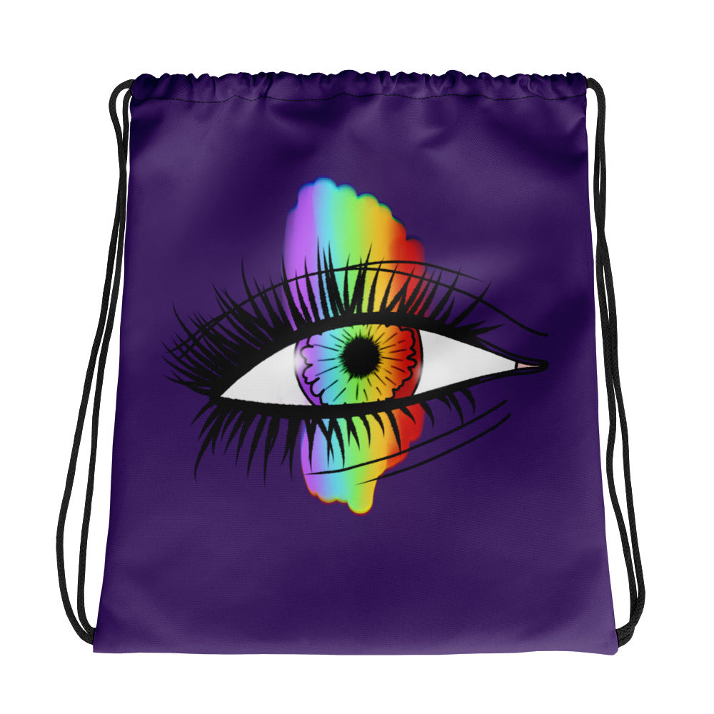 Rainbow Eyeball Drawstring Bag