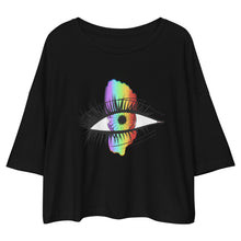 Load image into Gallery viewer, Rainbow Eyeball Loose Drop Shoulder Crop Top
