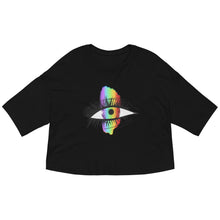 Load image into Gallery viewer, Rainbow Eyeball Loose Drop Shoulder Crop Top
