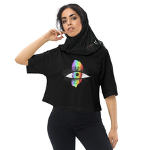 Load image into Gallery viewer, Rainbow Eyeball Loose Drop Shoulder Crop Top
