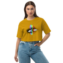 Load image into Gallery viewer, Rainbow Eyeball Loose Drop Shoulder Crop Top
