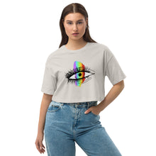 Load image into Gallery viewer, Rainbow Eyeball Loose Drop Shoulder Crop Top

