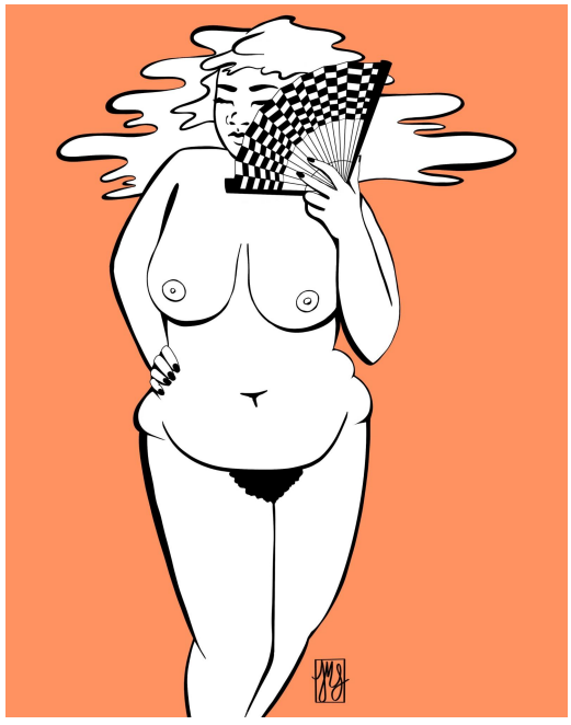 Nude Fan, Digital Download Art Print, Print At Home