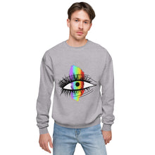 Load image into Gallery viewer, Rainbow Eyeball Unisex Fleece Sweatshirt
