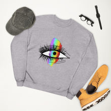 Load image into Gallery viewer, Rainbow Eyeball Unisex Fleece Sweatshirt
