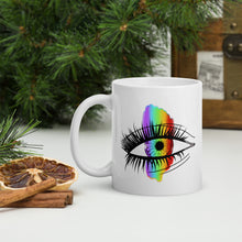 Load image into Gallery viewer, Rainbow Eyeball White Glossy Mug
