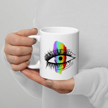 Load image into Gallery viewer, Rainbow Eyeball White Glossy Mug
