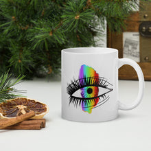 Load image into Gallery viewer, Rainbow Eyeball White Glossy Mug
