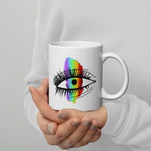 Load image into Gallery viewer, Rainbow Eyeball White Glossy Mug
