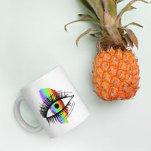 Load image into Gallery viewer, Rainbow Eyeball White Glossy Mug
