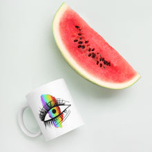 Load image into Gallery viewer, Rainbow Eyeball White Glossy Mug
